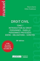 Droit Civil - Tome I. 38eme Edition - Introduction Au Droit, Personnes, Famille, Personnes Protégés, Biens, Obligation