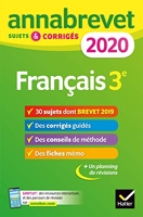 Annales du brevet Annabrevet 2020 Français 3e - 26 Sujets Corrigés (Questions, Dictée, Rédaction)
