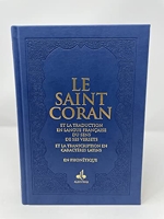 Saint Coran (17 x 24 cm) Phonétique (fr/ar/phonétique) Couverture Daim Bleue nuit