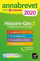 Annales du brevet Annabrevet 2020 Histoire Géographie EMC 3e - 65 Sujets Corrigés
