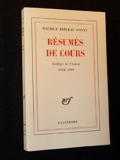 Résumés de cours. Collège de France, 1952-1960 - Gallimard - 27/11/1968