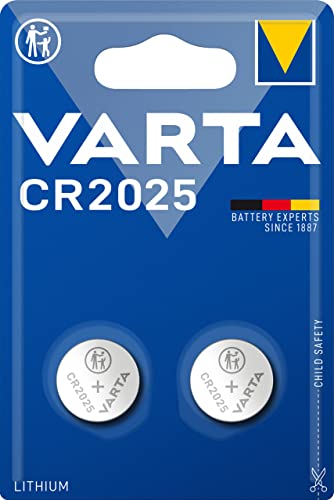 VARTA Piles Bouton CR2025, lot de 2, Lithium Coin, 3V, emballage