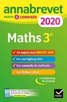 Annales du brevet Annabrevet 2020 Maths 3e - 90 Sujets Corrigés