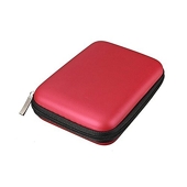Etui Housse Pochette Rigide Antichoc Zippé pour disque durs externes portables 2,5 pouces - Rouge
