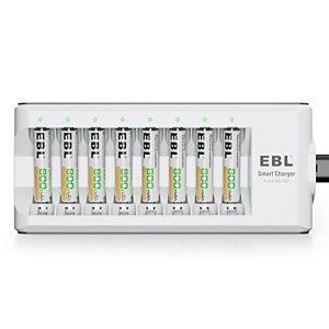 EBL Chargeur de Piles Rechargeables Indépendant AA/AAA Ni-MH, avec 8PCS AAA  Piles Rechargeables 800mAh, Kit Chargeur avec AAA Piles Rechargeables :  : High-Tech