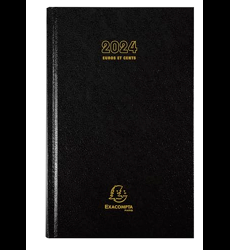 Agenda 2024 LECAS Long Travers 14x35 cm - 1 jour par page - NOIR