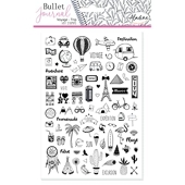 Aladine - Kit Tampons Bullet Journal - 58 Tampons en Français : Jours,  Mois, Flèches, Bulles, To Do List, Objectifs - Accessoires Bullet Journal
