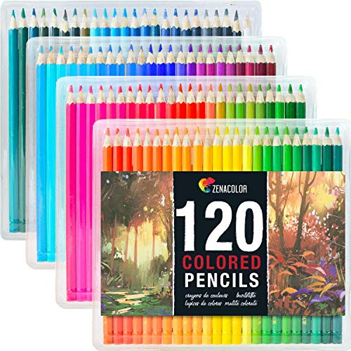Zenacolor Boîte de 120 Crayon de Couleurs - Couleurs uniques