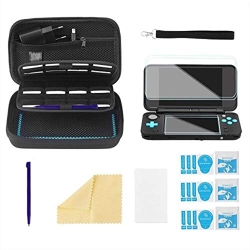 Bestico 4 in 1 Étui pour N New 2DS XL Accessoire Kits, Housse de Transport pour N DS(New 3DS XL/3DS/3DS XL/New 3DS)+16 cartouches Fentes + Dragonne+Stylus Pen+4 Protection écran(Kits) 