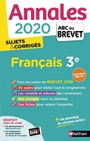Annales Brevet 2020 Français 3e Sujets & corrigés - Sujets et corrigés, Edition 2020