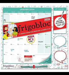 Frigobloc Mensuel 2024 avec Stylo 4 couleurs (de janv. à déc. 2024