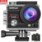 Campark ACT74 Caméra Sport 4K 16MP Wi-FI Étanche 30M 170 ° Grand-Angle 2 Pouces LCD avec 2 Batteries et 20 Accessoires