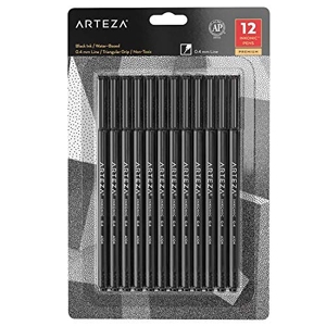 ARTEZA Fineliner Pack de 12 Stylos Feutres Pointe Fine de 0.4 mm