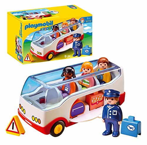 Playmobil 1.2.3 6773 Autocar de Voyage - avec Quatre Personnages, Un  véhicule et des Accessoires - Mes Premiers Apprendre en s'amusant - pour  Les