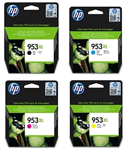 HP 953XL Pack de 4 Cartouches d'Encre Noire, Cyan, Magenta et Jaune  grandes les Prix d'Occasion ou Neuf