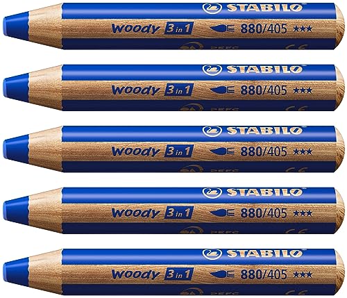 Crayon de couleur - STABILO woody 3in1 - Lot x 5 crayons de