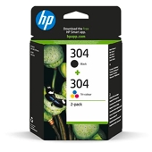 HP 304 Pack de 2 Cartouches d'Encre, Noire et Trois Couleurs, Authentiques (3JB05AE)