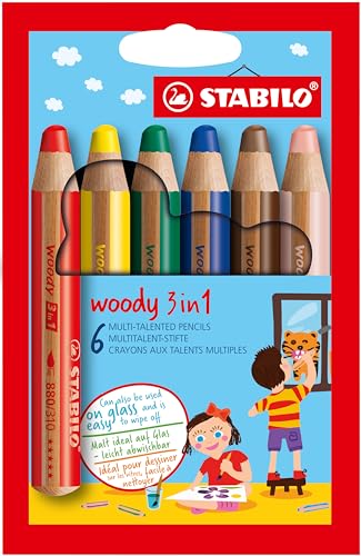 Crayon de couleur - STABILO woody 3in1 - Etui carton x 6 crayons de  coloriage - les Prix d'Occasion ou Neuf