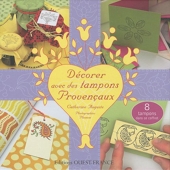 Décorer avec des tampons provençaux - Coffret avec un livre, 10 feuilles de papier, un coussin encreur noir et 8 tampons provençaux