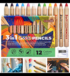 colozoo Crayons de couleurs enfants 3 en 1 Set de 12 couleurs avec brosse  et les Prix d'Occasion ou Neuf