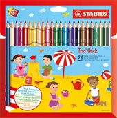 Crayon de coloriage - STABILO Trio - Étui carton x 24 crayons de couleur triangulaires + taille-crayon