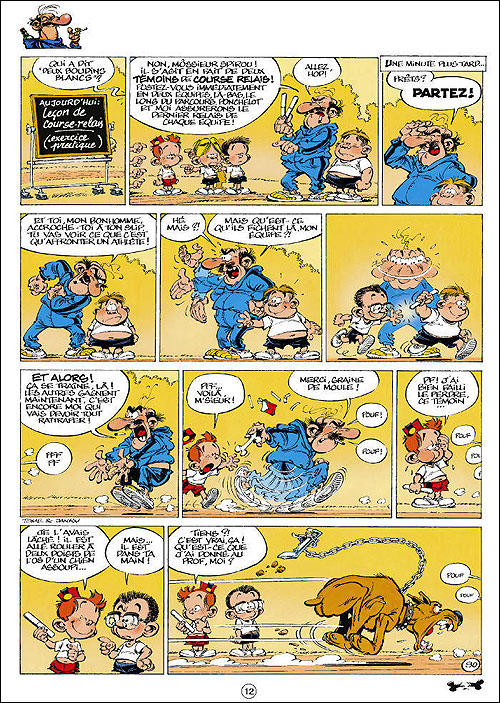 Le petit Spirou présente mon prof de gym Dupuis planche