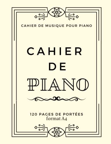 Carnet De Partitions Vierges Pour Piano: Cahier De Musique Pour Piano à Double Portée En Clef De Sol Et Fa | Carnet De Partition Pour Piano A Remplir | Grand Format-120 Pages