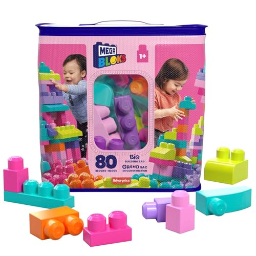 MEGA Bloks Sac Rose Jeu de Blocs de Construction 80 pieces Jouet pour. les Prix d Occasion ou Neuf