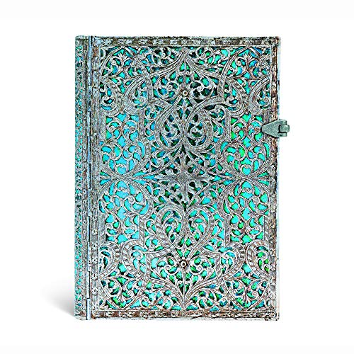 Carnet Paperblanks Filigrane Argenté Maya Bleu Grand Format - PB25597, 240 Pages Non Lignées